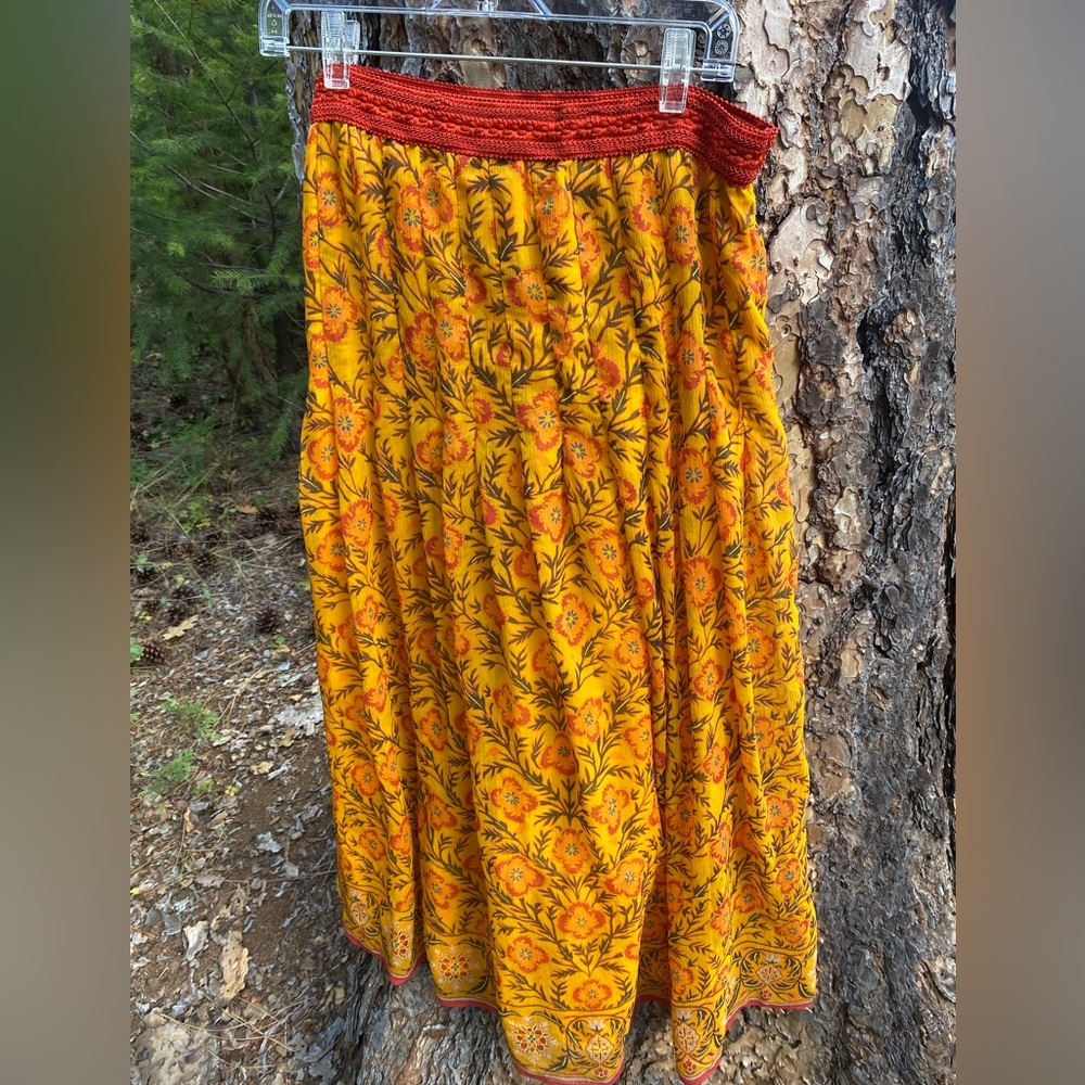 Soft Surroundings Vibrant Orange Floral Maxi Skirt